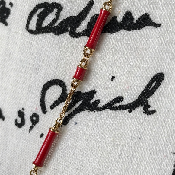 Kate Spade Necklace Gold Red Enamel - Picture 5 of 7